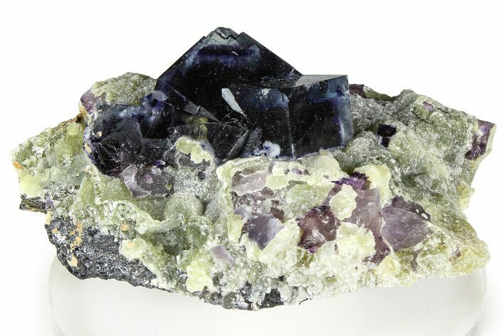 Purple Cubic Fluorite Crystals on Muscovite - Yaogangxian Mine #364566